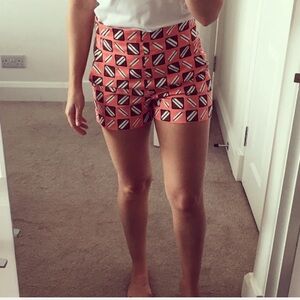 Zara Pink‎ and Black Bike Shorts with Geometric Pattern